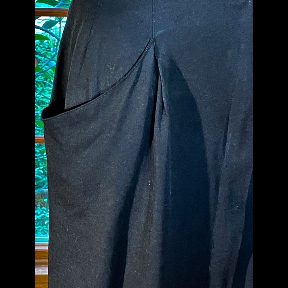 ▪️VTG▪️KATIE▪️ILGWU▪️1980's Black Convertible Collar Pocket Maxi Shirt Dress - Picture 5 of 10